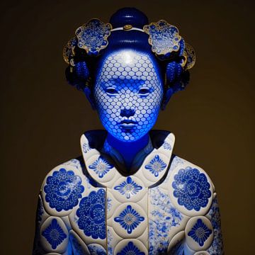 Delfts blauw geisha 3 van DNH Artful Living