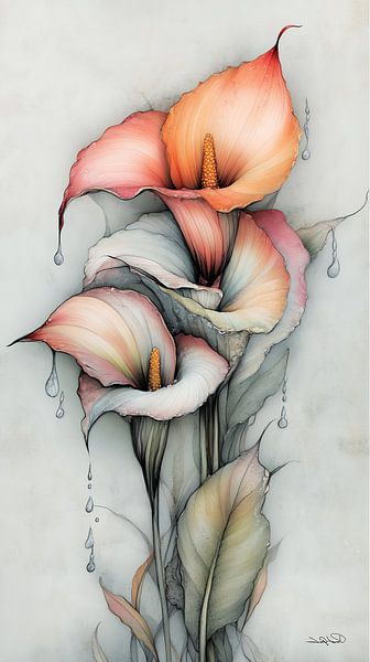 aquarelle de fleurs par Gelissen Artworks
