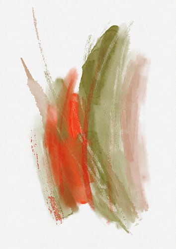 Alleen groen & rood | Penseelstreek abstract