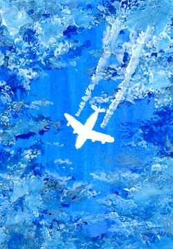 Vliegtuig in de blauwe lucht van Sebastian Grafmann