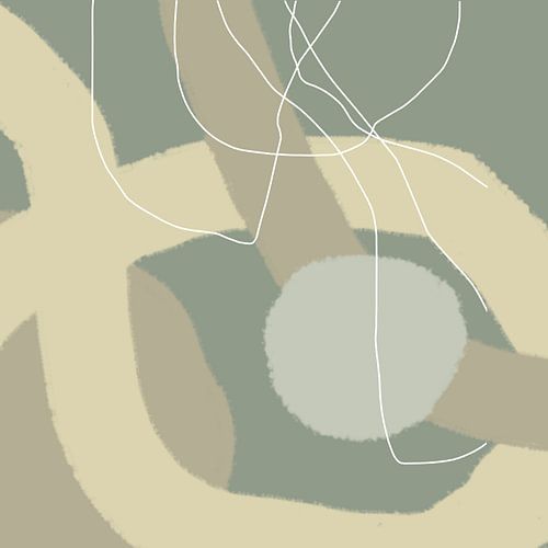 Abstracte pastelkunst in Wild Wonder kleuren in groen, beige en bruin