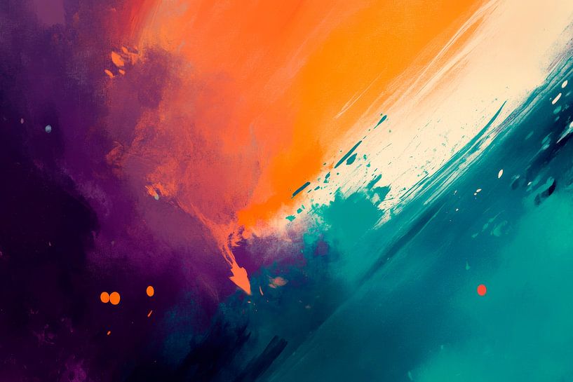 Colour explosion in blue and orange - Abstract by Poster Art Shop