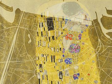 Kaart van Nijmegen Centrum met de Kus van Gustav Klimt van Map Art Studio