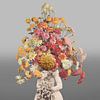 Zelfportret met bloemen 1 (grijze achtergrond) van toon joosen