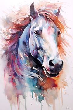 Abstract colourful watercolours of animals. by Gelissen Artworks