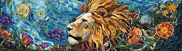 Peinture d'un lion coloré sur Peinture Abstraite