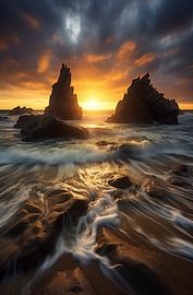 L'heure dorée au bord de la mer