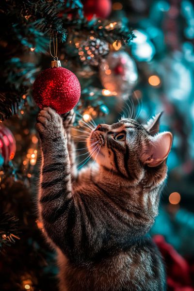 Christmas cat by Poster Art Shop