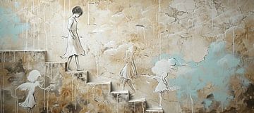 Weathered Angel Silhouettes by ARTEO Paintings