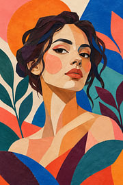 A colourful collage portrait in a modern style by AiArtLand