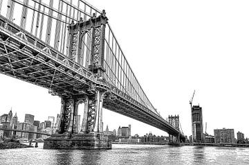 Manhattan Bridge New York van Rene Ladenius Digital Art