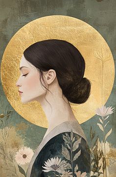 Vrouwelijk portret met gouden details van Imperial Art House