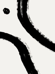 Œuvre d'art abstraite et moderne composée de grands coups de pinceau noirs