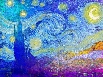 Sterrennacht (Starry Night) Vincent van Gogh Abstract Kleurrijk van Art By Dominic