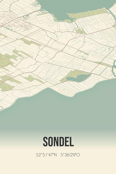 Carte ancienne de Sondel (Fryslan) par Affiches de lieux