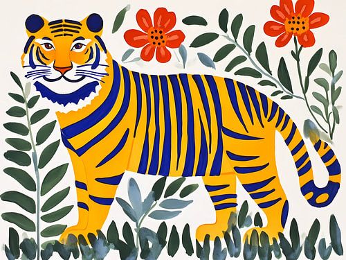 Playful Colorful Tiger Illustration