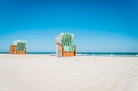 Fauteuil-cabine de plage sur la plage de la mer Baltique, île de Rügen, Ostseebad Sellin