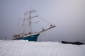 Tallship Antigua in the ice