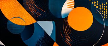 Geometrische Komposition in Blau und Orange von Poster Art Shop