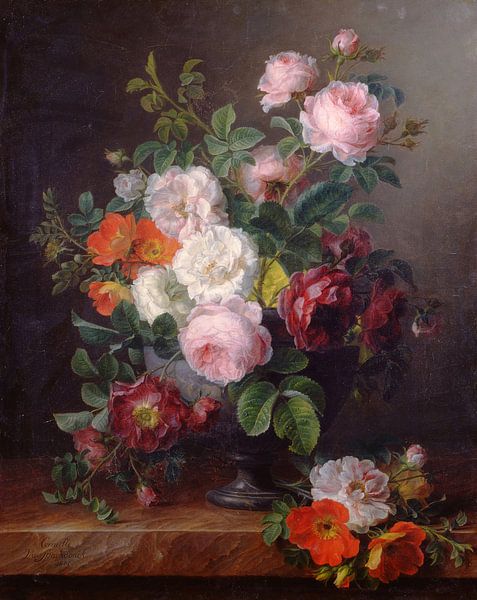 Vase de roses, Cornelis van Spaendonck par Des maîtres magistraux