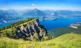stunning view high above lake Thun, lookout from Niederhorn by SusaZoom
