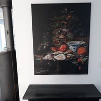 Kundenfoto: Stilleben mit Obst, Austern und Porzellan, auf leinwand