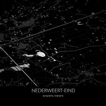 Zwart-witte landkaart van Nederweert-Eind, Limburg. van Rezona