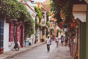 Colourful street in Cartagena