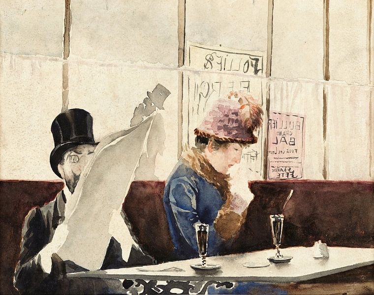 Scène in een café - Rodolfo Amoedo, 1890-1930 van Atelier Liesjes