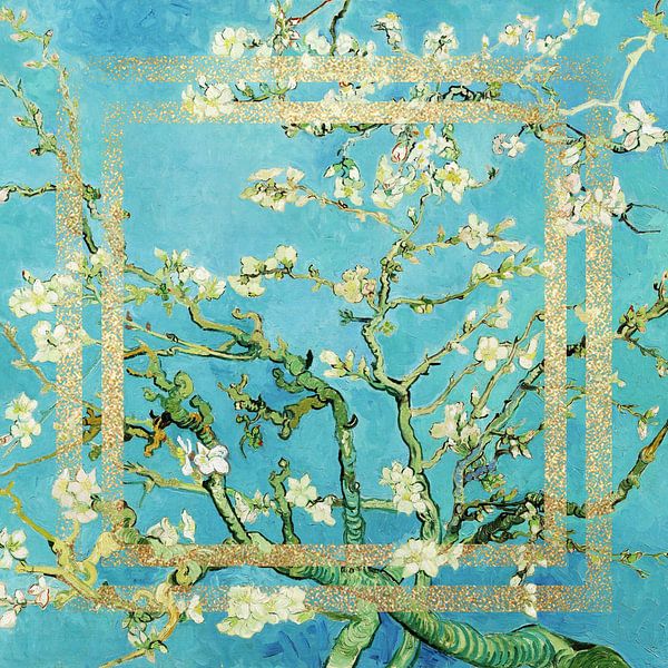 Mandelblüten von Vincent Van Gogh klassisch und modern mit Gold von True Nature Art