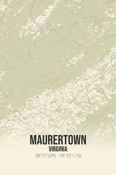 Carte ancienne de Maurertown (Virginie), USA. sur Rezona