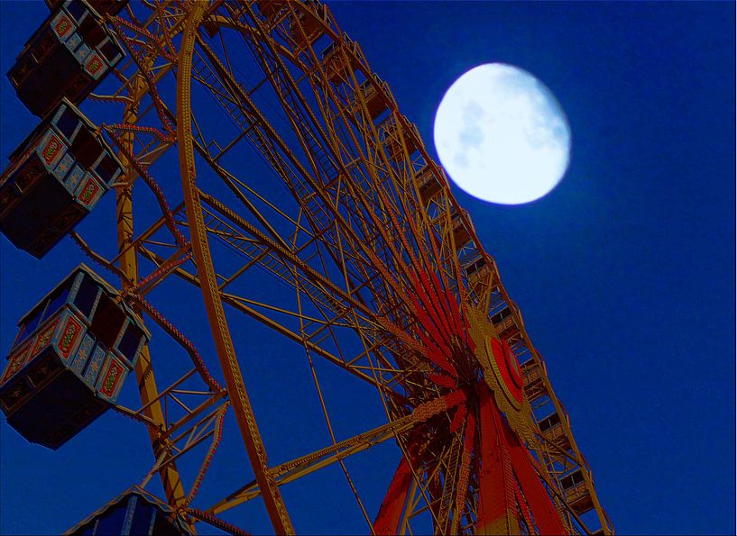 Riesenrad und Mond van Peter Norden