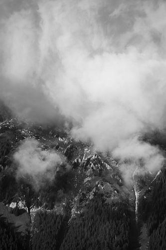 Mystieke Hoogten Berglandschap in Zwart-Wit