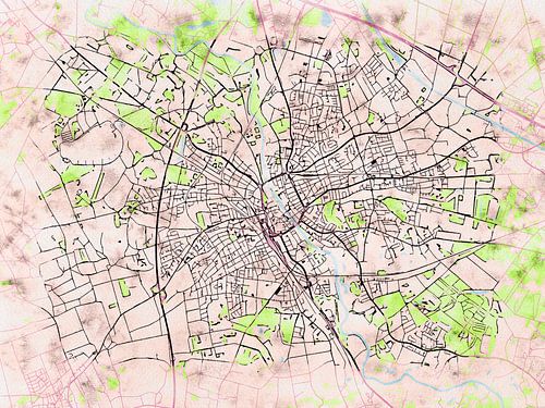Kaart van Rheine in de stijl 'Soothing Spring'