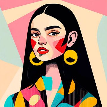 Modern portrait art in colours by Poster Art Shop