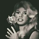 Brigitte Bardot avec une rose blanche - noir et blanc par Christine Nöhmeier Aperçu