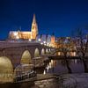 Regensburg met stenen brug in de winter van Thomas Rieger