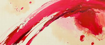 Red splashes of colour on beige - Abstract by Poster Art Shop