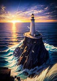 Guiding Lighthouse at Sunset by Ruzerin