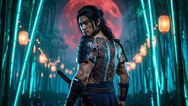 Japan, Neon Samurai von my pixel art
