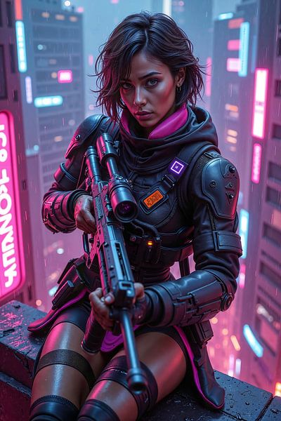NEON SNIPER: La tireuse d’élite sur les toits de la cité cyberpunk par INFERAURUM