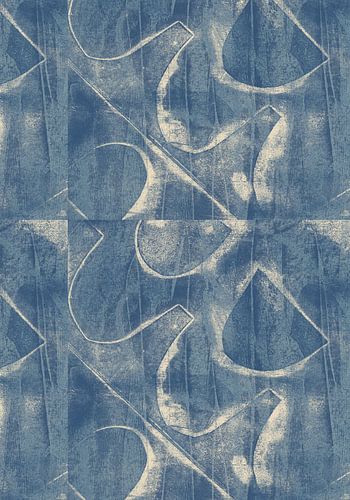 Brutalistisch patroon. Abstracte geometrische vormen in blauw en wit.