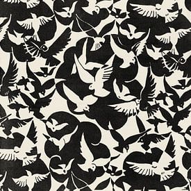Pigeons Pattern (black) by Apolo Prints