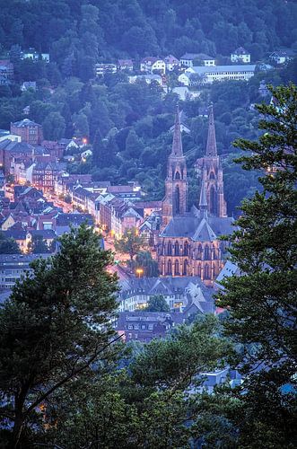 Blaue Stunde an der Elisabeth Kirche in Marburg an der Lahn