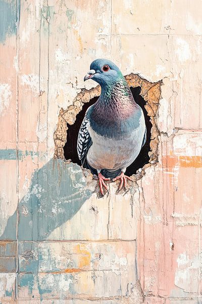 Peinture sur pigeon | Liberté fragmentée par OMG Art