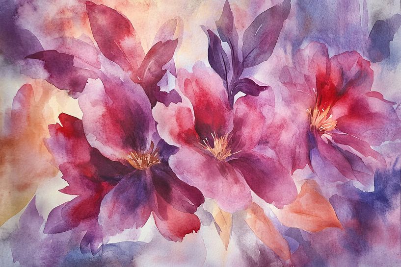 Abstract flowers with soft colours by Imperial Art House