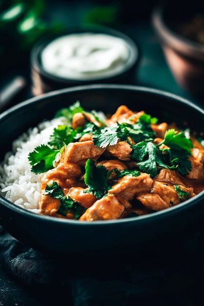 Chicken curry with rice and coriander by Poster Art Shop