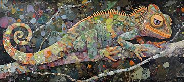 Kameleon Kunstwerk | Cosmic Camouflage van Blikvanger Schilderijen