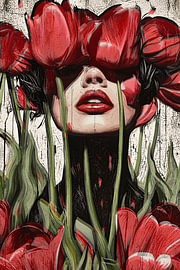 Tulip Portrait, Abstract and Vibrant by Wilma Mesman