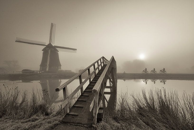 Fog at Mill Hensbroek by peterheinspictures